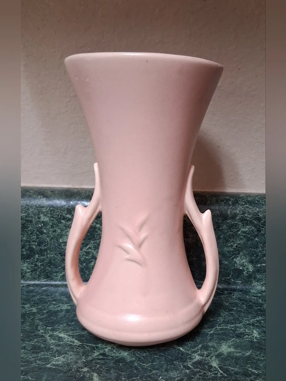 Vintage McCoy Pottery Pink  Handled Vase 8  1/2
